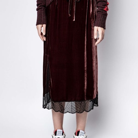 ❌SOLD❌NWT ZADIG & VOLTAIRE Silk Velvet Jillian Skirt - Picture 6 of 15